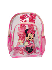 Disney Minnie Mouse Transparent Backpack 16" w/ Mesh Zipper Pencil Pouch Set