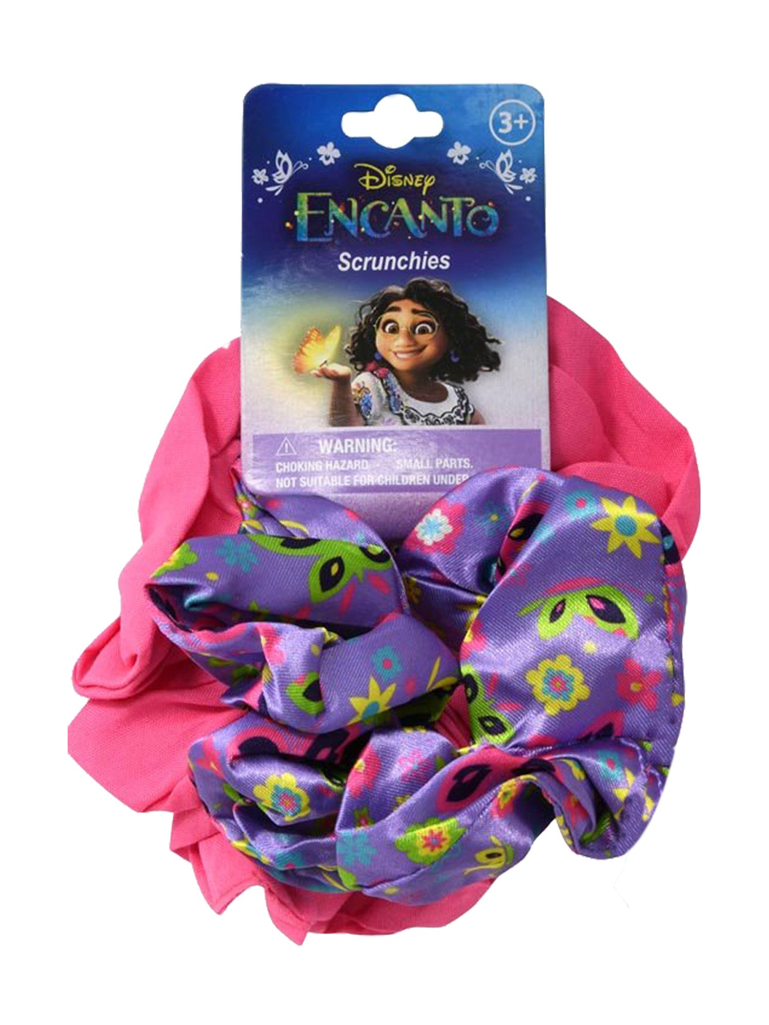 Encanto Scrunchies 4-Pack and Hair Brush Accessory Set Disney Girls Pink Purple