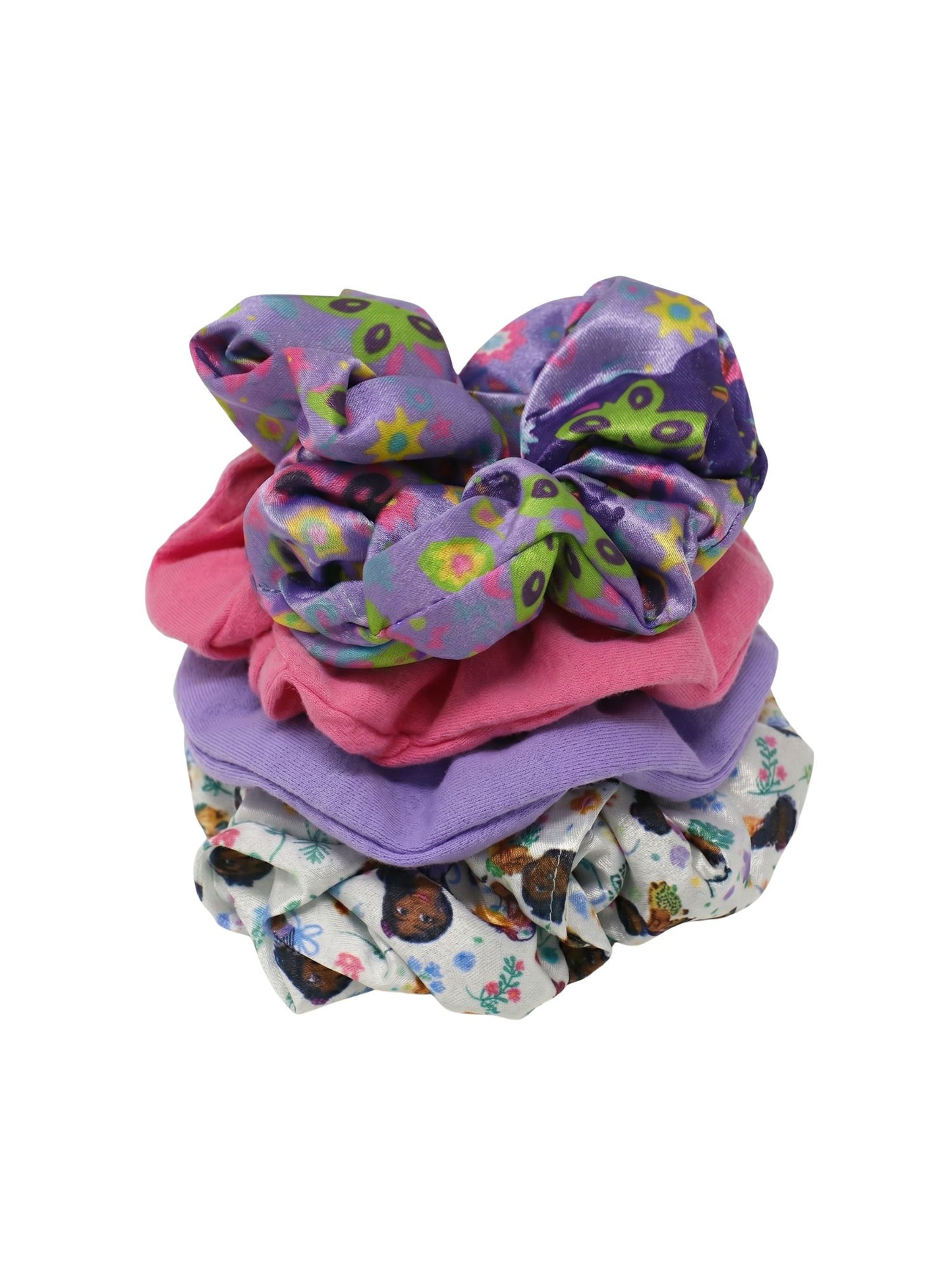 Girls Encanto Hair Scrunchies Madrigal Disney 4Ct Pink Elastic Ponytail Holder