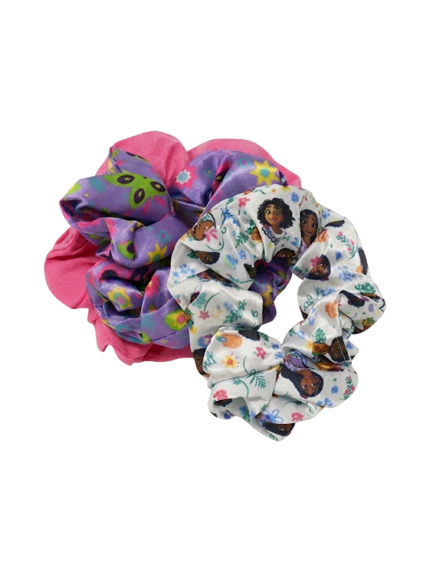 Girls Encanto Hair Scrunchies Madrigal Disney 4Ct Pink Elastic Ponytail Holder
