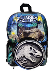 Jurassic Park World 16" Backpack & Insulated Lunch Bag w/ Raised Sticker Sheet