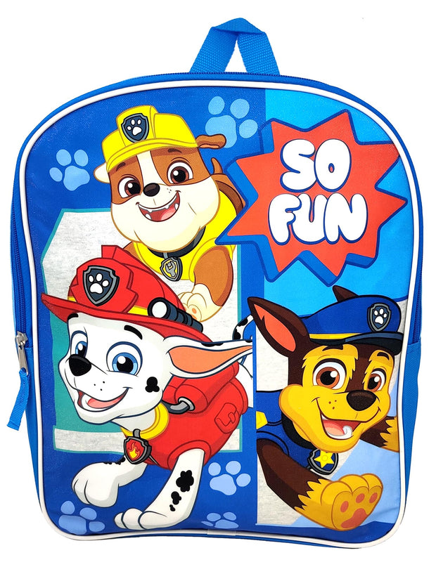 Paw Patrol Backpack 15" Chase So Fun! w/ 3-Ring Large Zipper Pencil Pouch Set