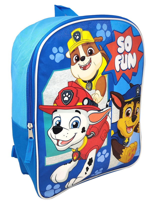 Paw Patrol Backpack 15" So Fun! Chase Marshall Pups w/ Sliding Pencil Case Set