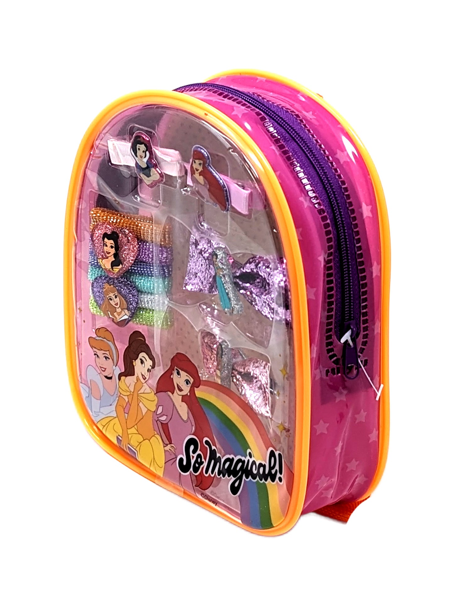 Disney Princesses Hair Accessory Backpack Girls Hair Clips Bows Ties (10-Pcs)