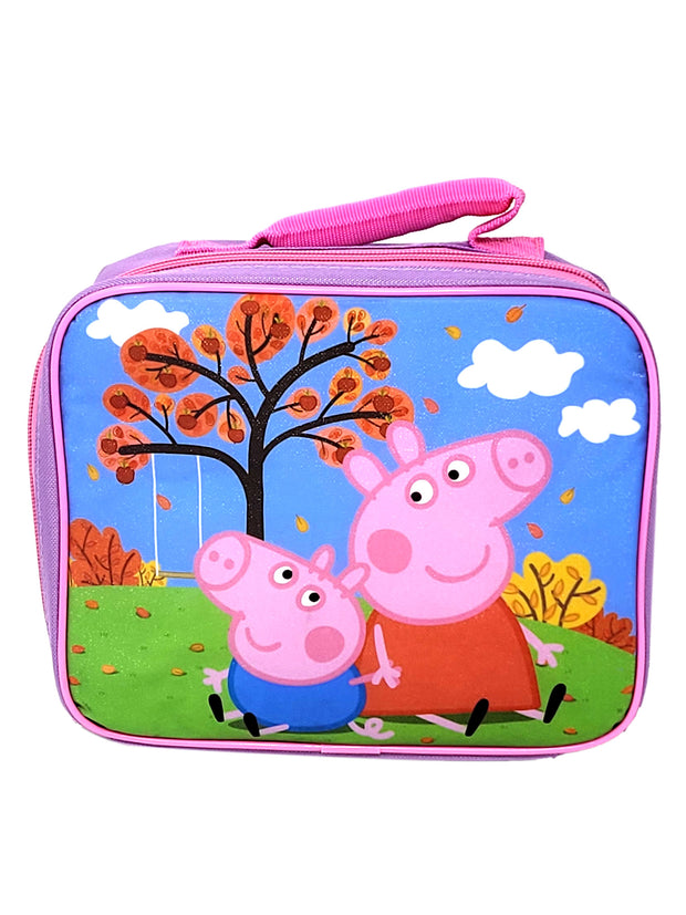 Girls Peppa Pig Small Backpack 11" & Insulated Lunch Bag Purple Set