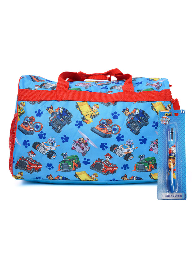 Boys Paw Paw Patrol Duffel Bag Carry-On Marshall w/ Retractable 6-Color Pen Set
