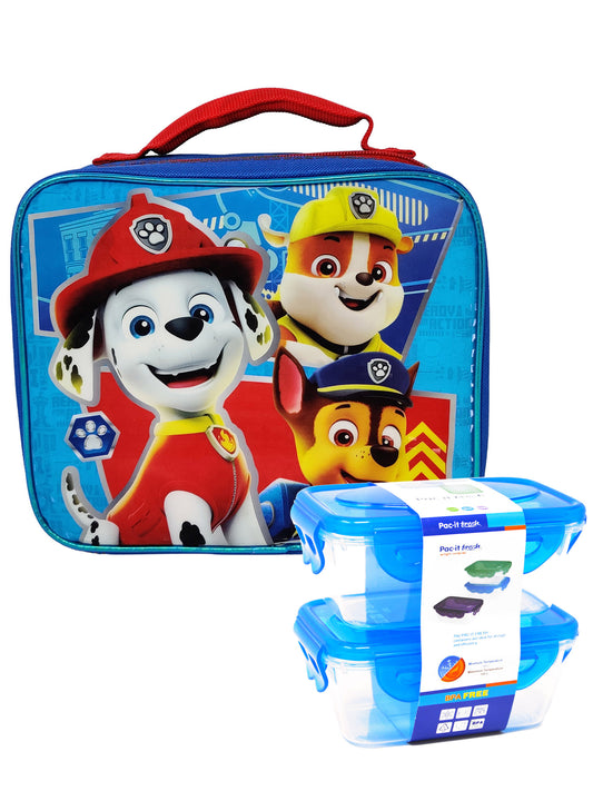 Paw Patrol Insulated Lunch Bag with Food Containers Set Chase Marshall Rubble