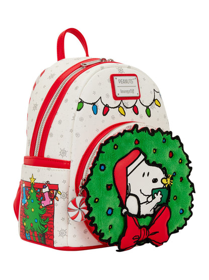 Loungefly x Peanuts Snoopy & Woodstock Holiday Plush Wreath Mini Backpack