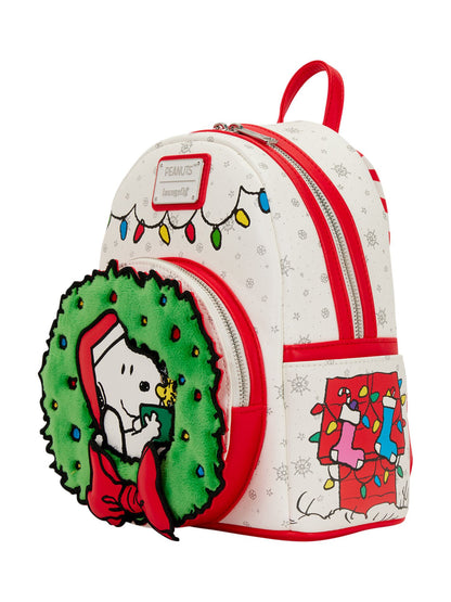 Loungefly x Peanuts Snoopy & Woodstock Holiday Plush Wreath Mini Backpack
