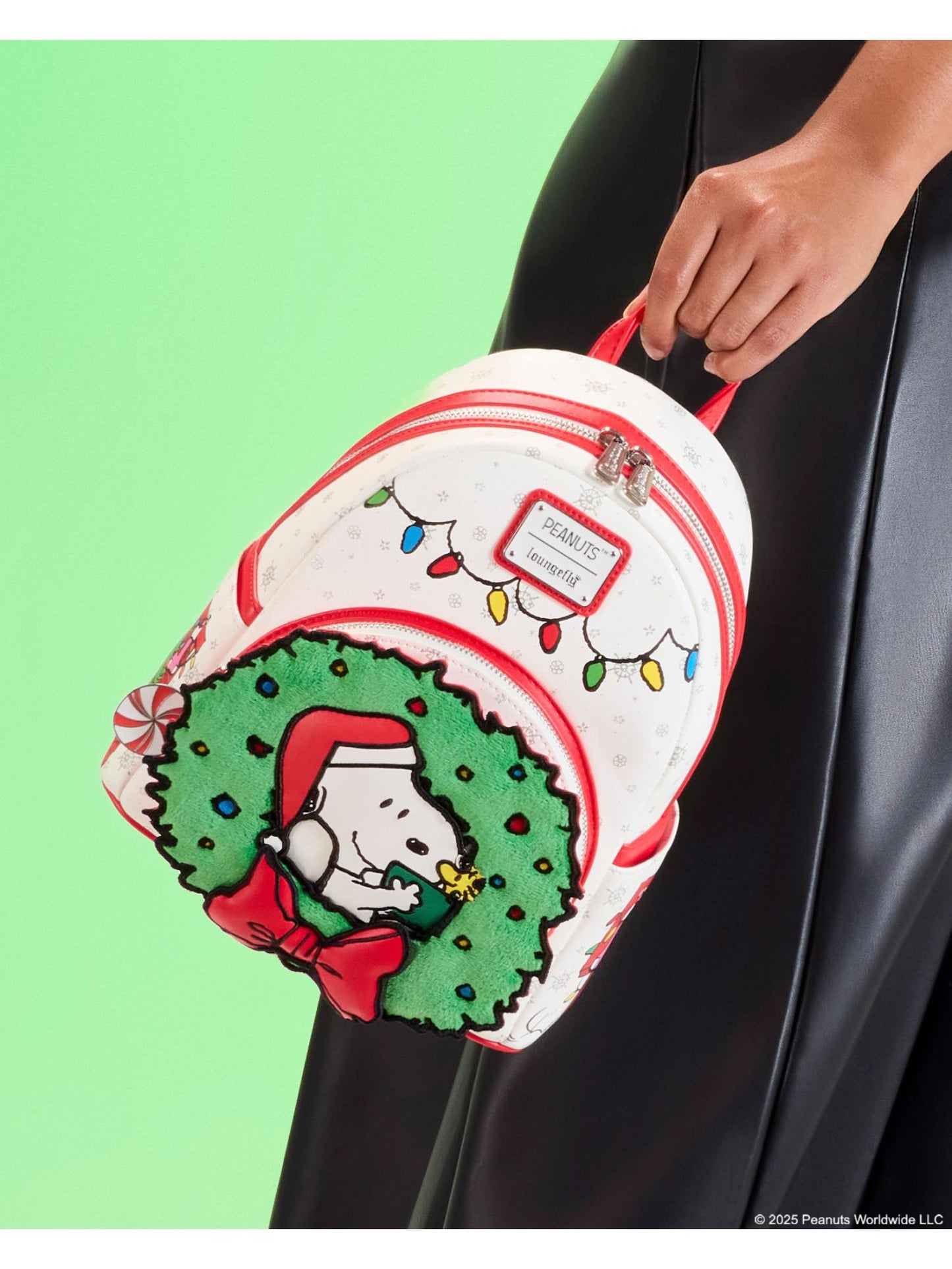 Loungefly x Peanuts Snoopy & Woodstock Holiday Plush Wreath Mini Backpack