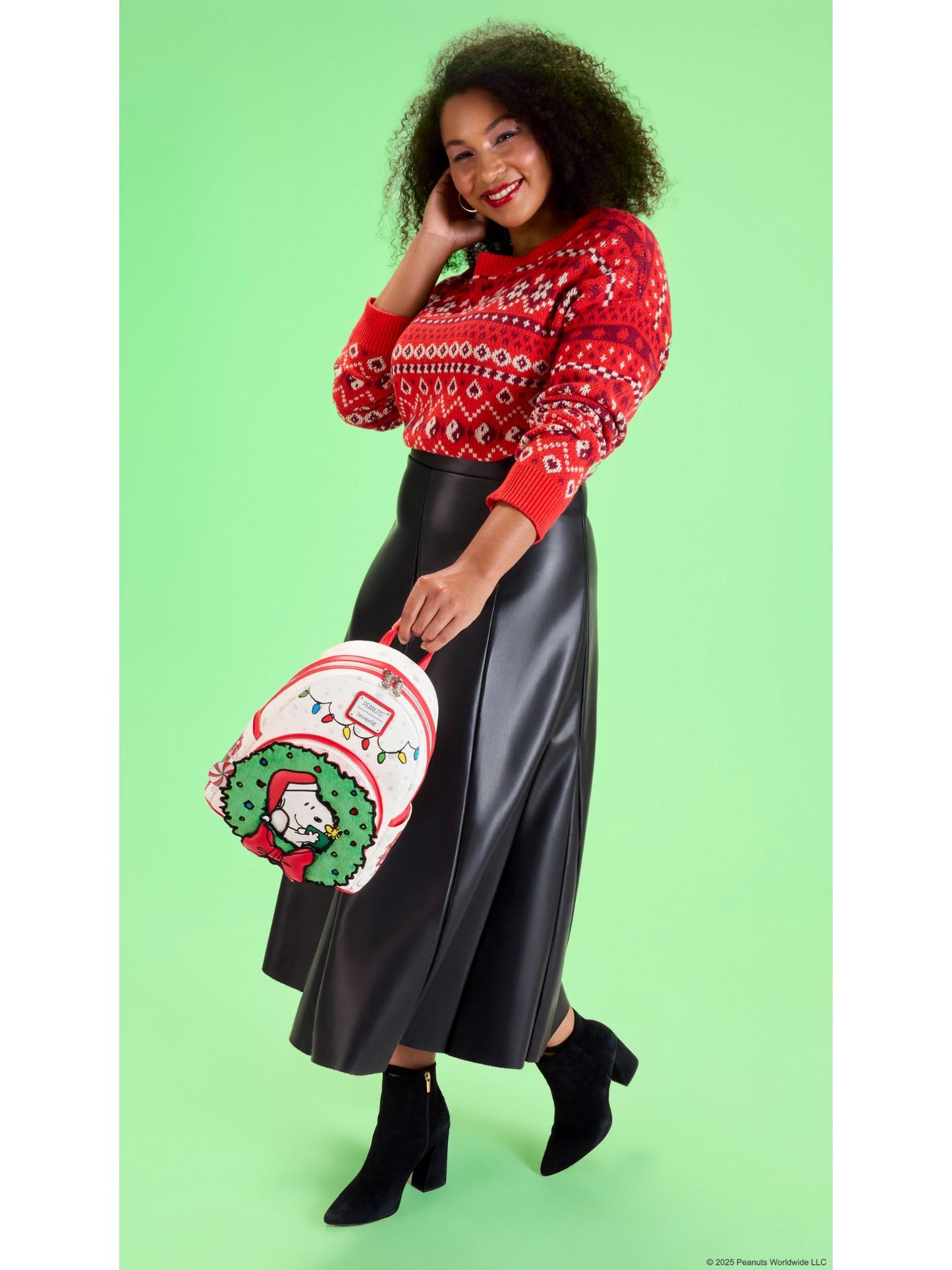 Loungefly x Peanuts Snoopy & Woodstock Holiday Plush Wreath Mini Backpack