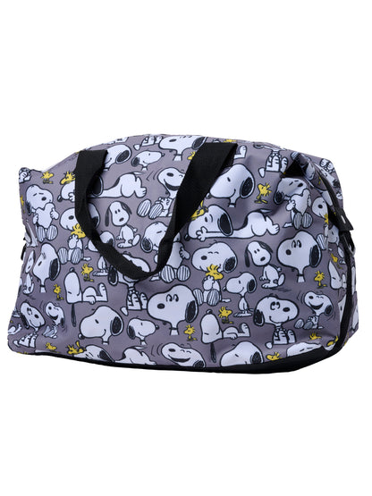 Peanuts Snoopy Duffel Bag Travel Weekender Carry-On Print Woodstock Gray