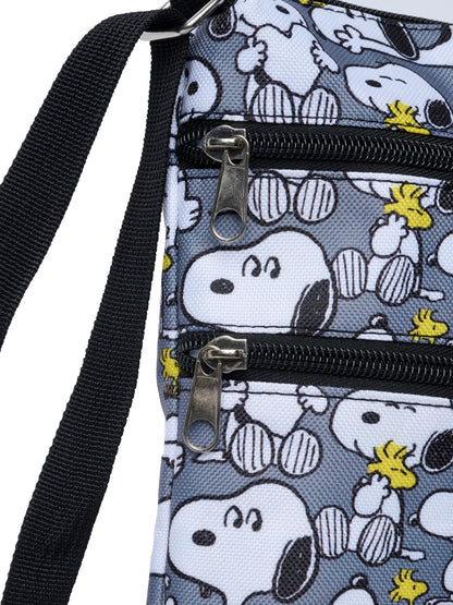 Women's Snoopy Passport Bag Travel Crossbody Purse Woodstock Passport Bag Gray
