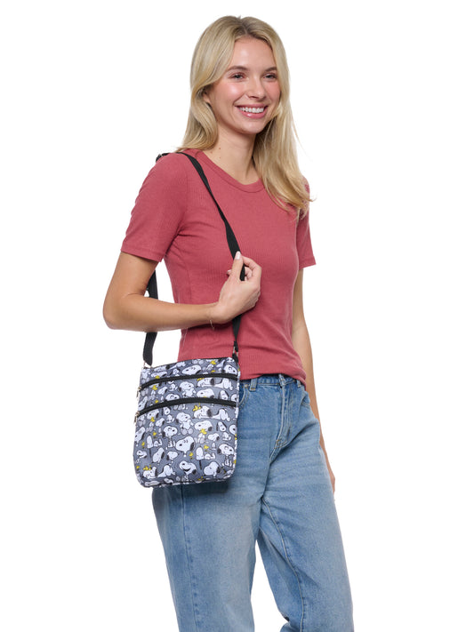 Women's Snoopy Passport Bag Travel Crossbody Purse Woodstock Passport Bag Gray