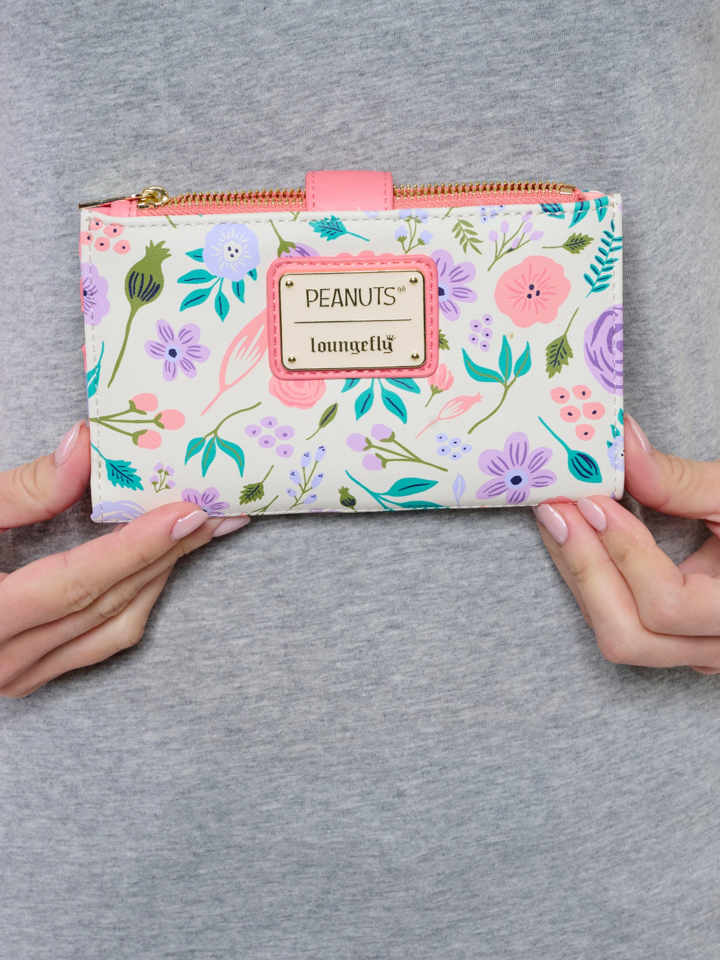Loungefly x Peanuts Snoopy and Woodstock Springtime Floral Snap Flap Wallet