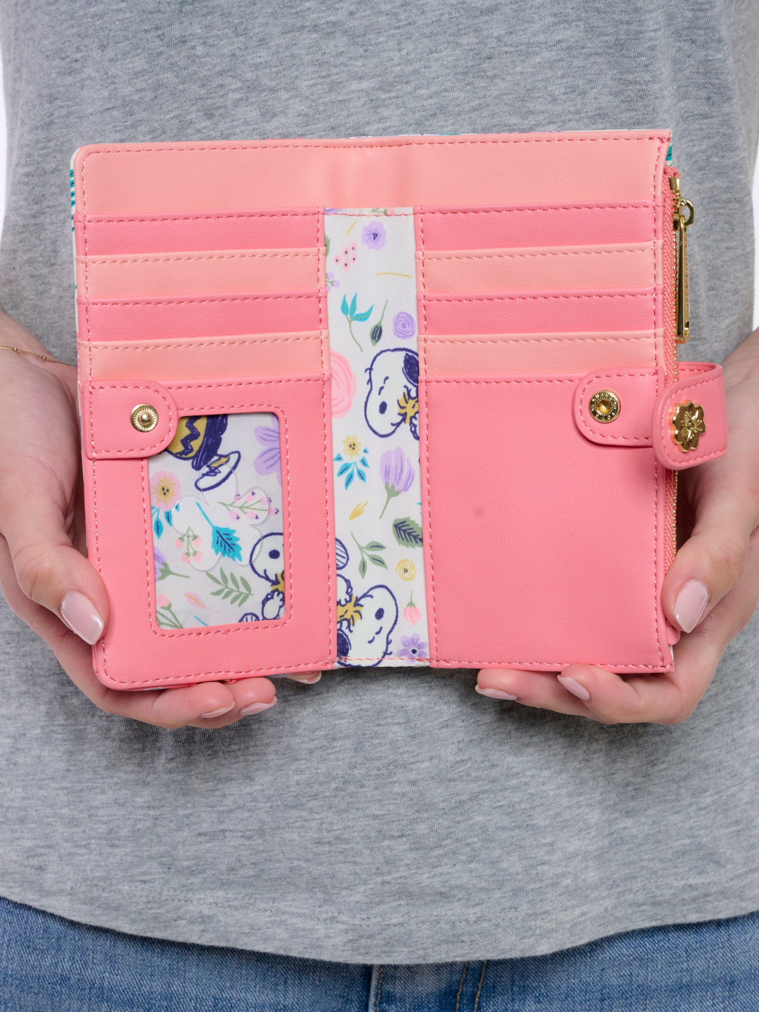 Loungefly x Peanuts Snoopy and Woodstock Springtime Floral Snap Flap Wallet