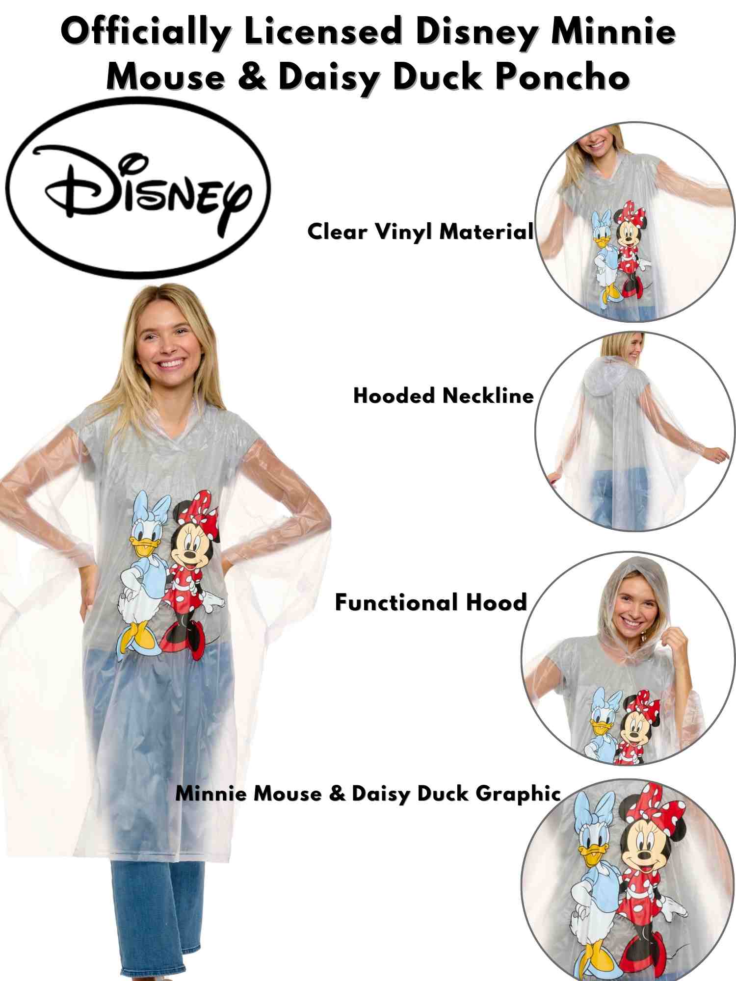Womens Adult Disney Minnie Mouse & Daisy Duck Rain Poncho 2-Pack Water Resistant
