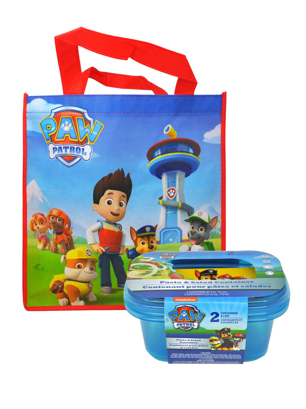 Kids 13" Paw Patrol Tote Bag w/ Reusable Matching Snack Container Set