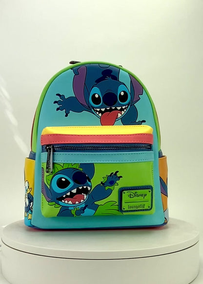 Loungefly x Disney Stitch Color Block Mini Backpack Handbag