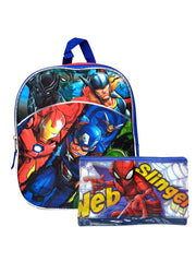 Marvel Avengers Assemble Backpack 11" Thor & Spider-Man Zipper Pencil Pouch Set