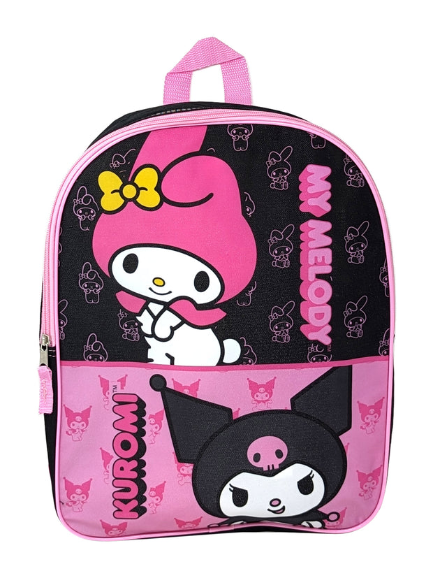 My Melody & Kuromi 15" Backpack w/ Suction Toothbrush Cover Cap Travel Kit Set