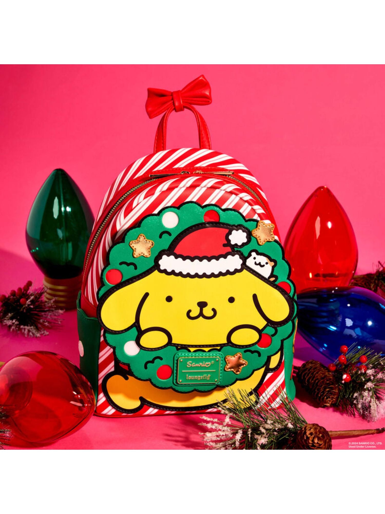 Loungefly x Sanrio Pompompurin Santa Hat Light Up Mini Backpack