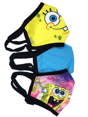Kids Spongebob Patrick Reusable Face Masks 3 Pack Rainbow Krabby Patty