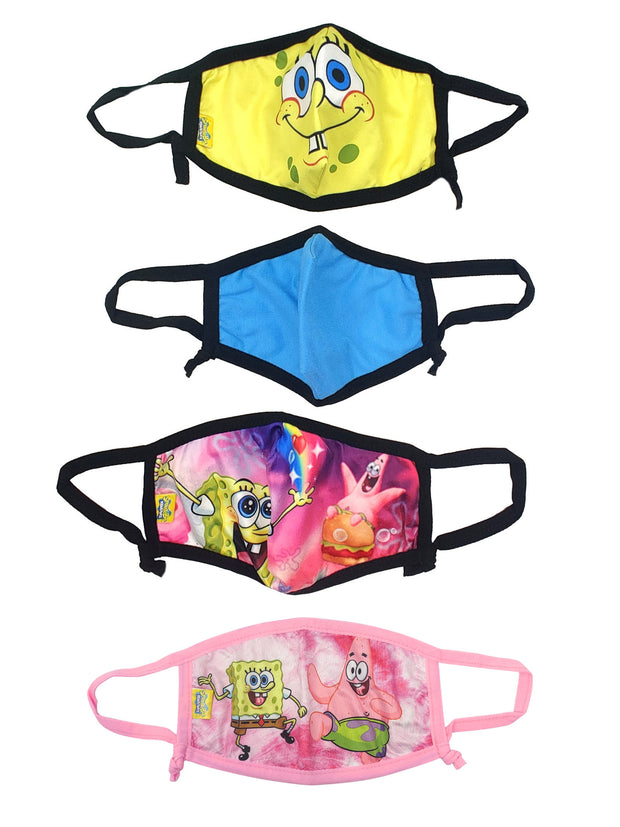 Kids Spongebob Squarepants Patrick Reusable Face Masks w/ Pink Strap 4 Pack