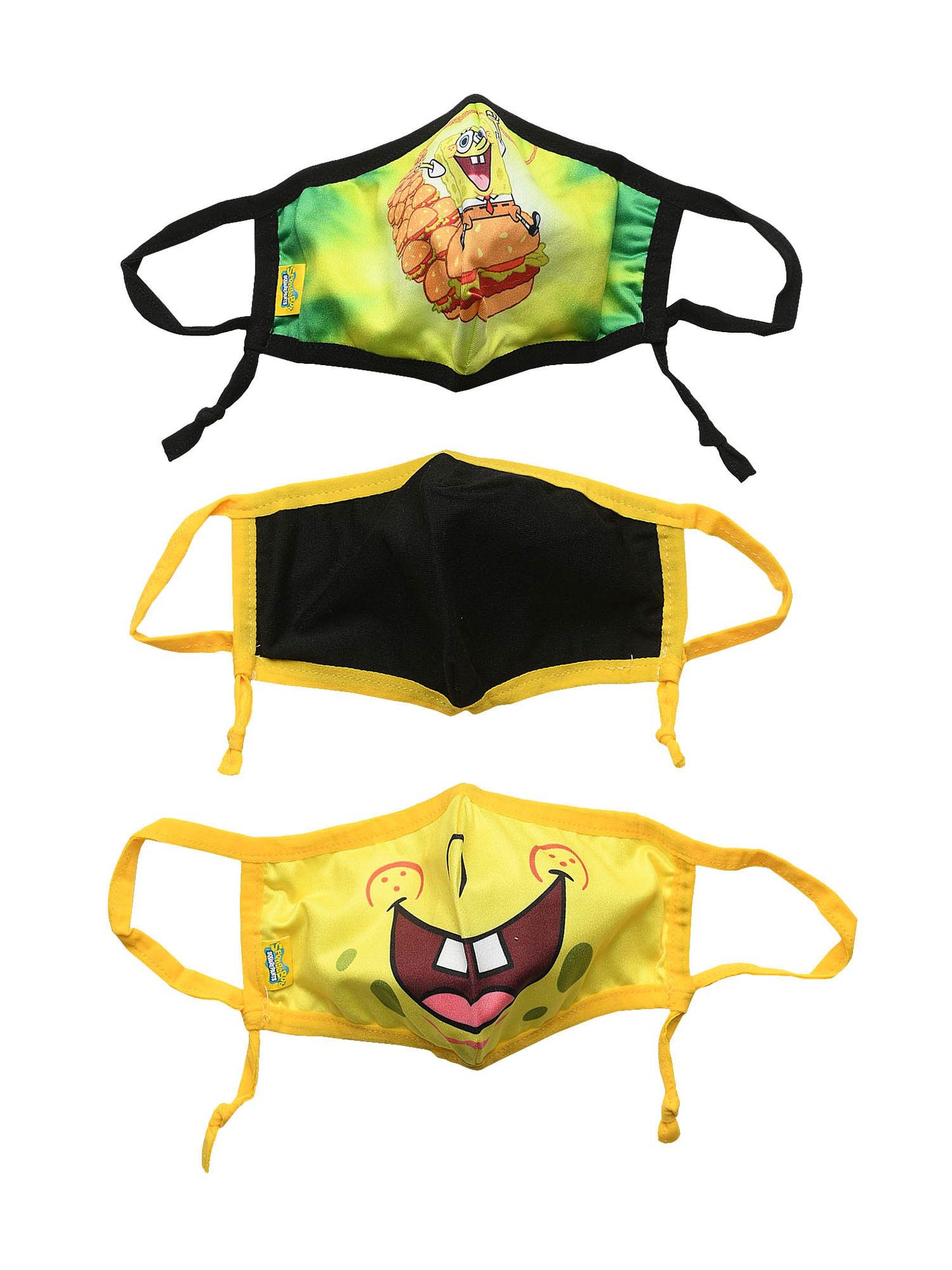 Kids Spongebob Squarepants Reusable Face Masks 3 Pack Smiles & Krabby Patties