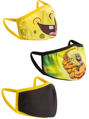 Spongebob Squarepants Smile 4 Pack Reusable Face Masks w/ Pink Neck Strap