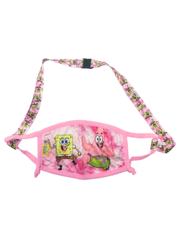 Kids Spongebob Squarepants Patrick Reusable Face Masks w/ Pink Strap 4 Pack