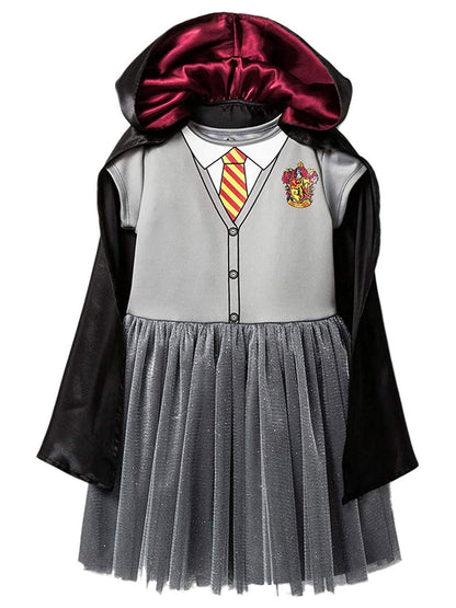 Girls Harry Potter Hermione Halloween Costume Dress Hooded Cape Cosplay Dress Up