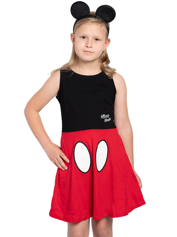 Disney Mickey Mouse Girls Costume Dress with Ears Headband 2-Piece Set