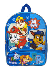 Paw Patrol Backpack 16" Chase Marshall Rubble Front Pocket