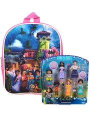 Encanto Mini Backpack 11" Madrigal Family w/ 6-Pk Toy Figurines Dolls Gift Set