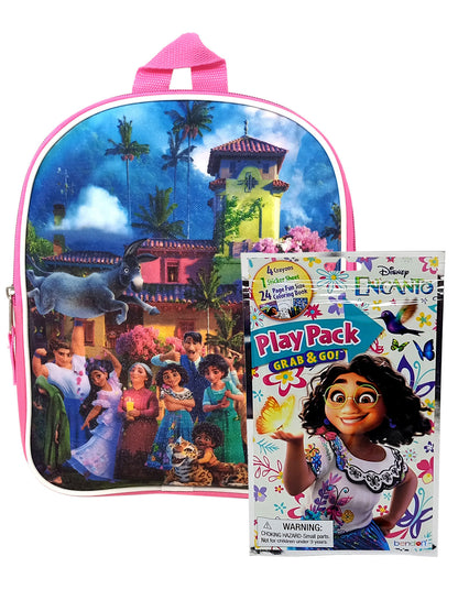 Encanto 11" Backpack Toddler Disney Madrigal w/ Play Pack Crayons Stickers Set