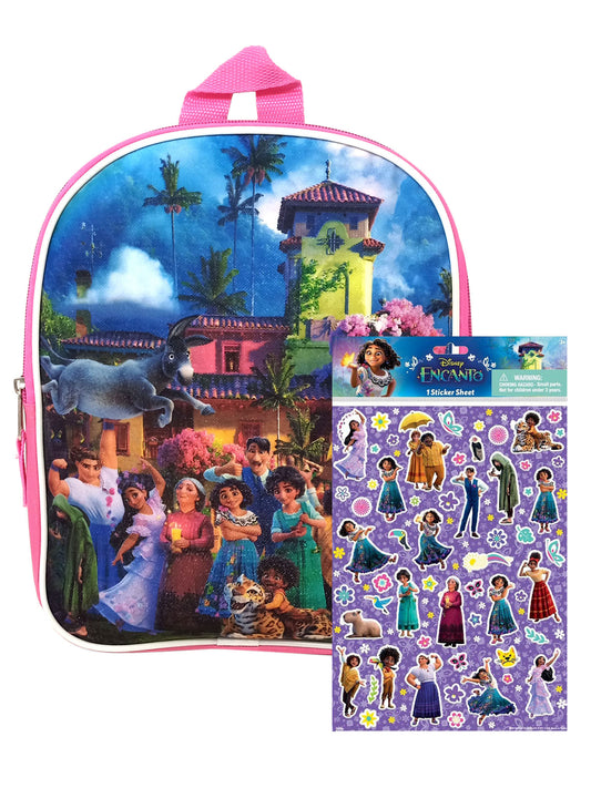 Disney Encanto Toddler Backpack 11" w/ Raised Stickers Set Pre-School Daycare