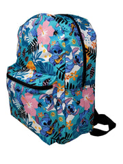 Lilo & Stitch 16" Backpack All-Over Print Flowers Pineapples w/ Front Pocket