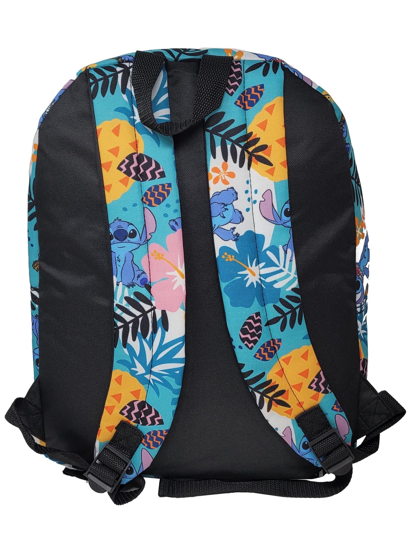 Lilo & Stitch 16" Backpack All-Over Print Flowers Pineapples w/ Front Pocket