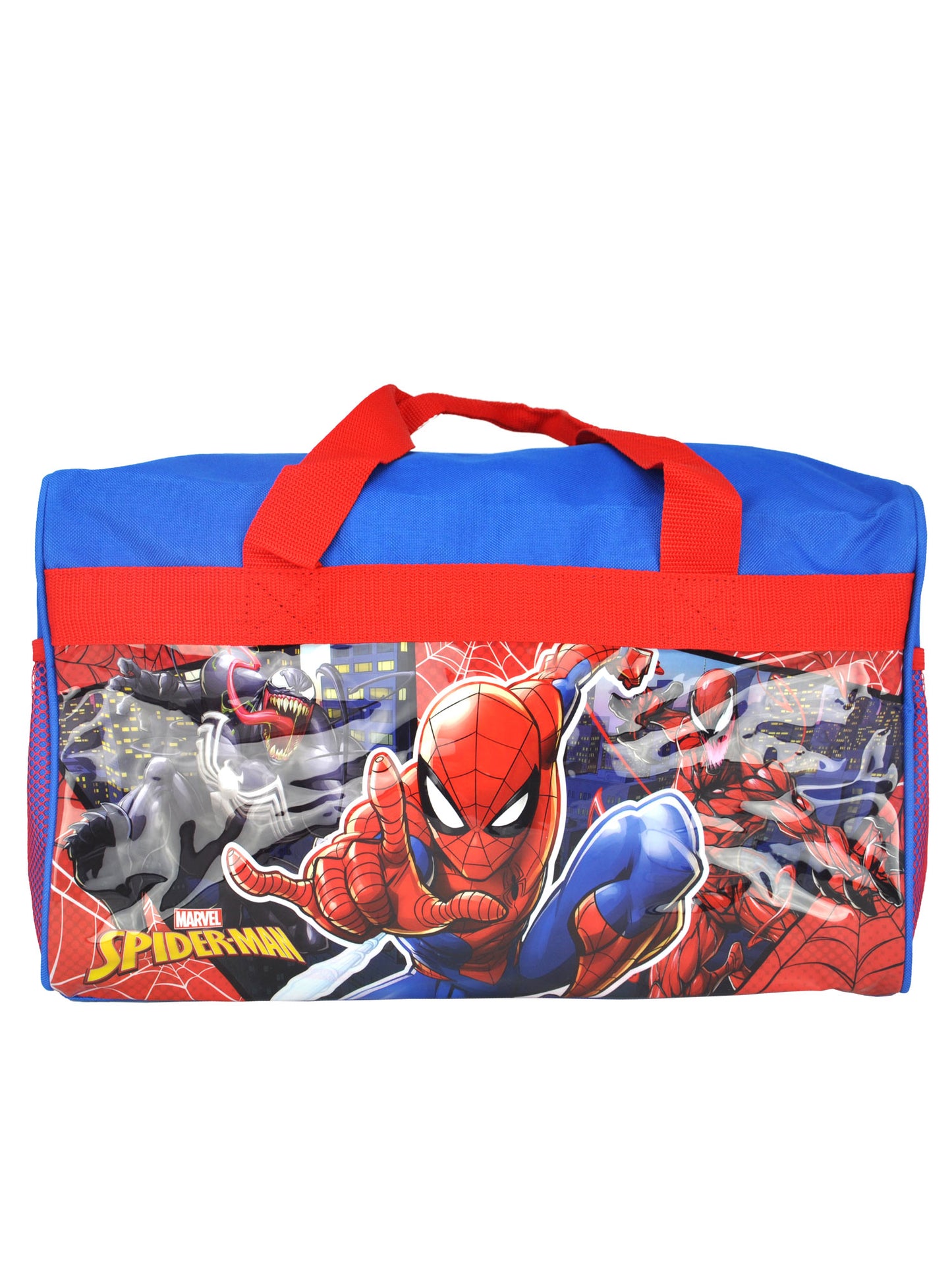 Marvel Spider-Man Duffel Bag 17" Travel Carry-On & Avenger 4-Sheet Sticker Book