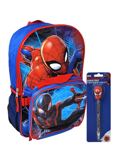 Marvel Spider-Man Backpack Lunch Bag Insulated 3 Piece Set with Pen