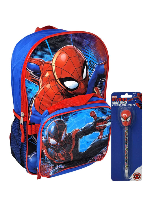 Marvel Spider-Man Backpack Lunch Bag Insulated 3 Piece Set with Pen