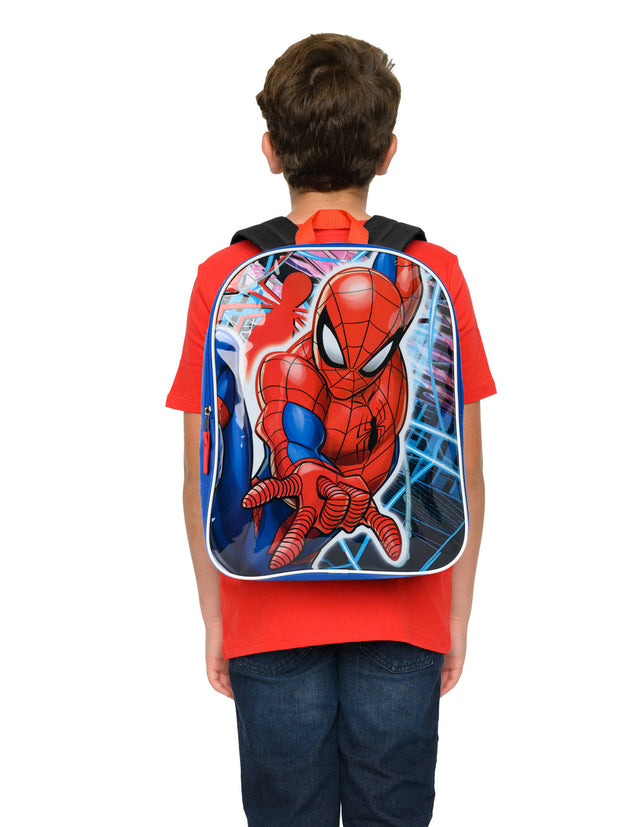 Spider-Man Backpack 15" Marvel Superhero Boys Blue Spiderman Avengers School