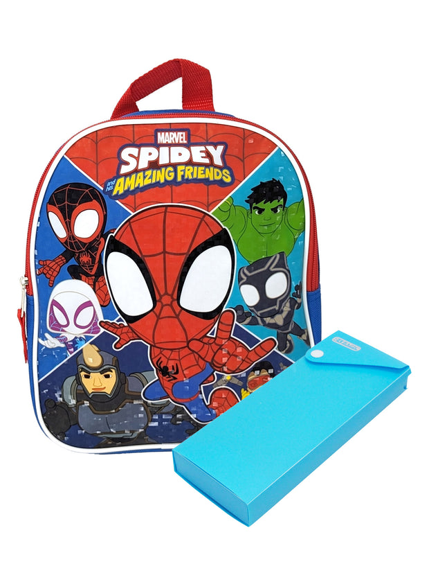Spider-Man Marvel Mini Backpack 11" Hulk & Sliding Pencil Case School Set