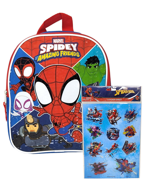 Marvel Spider-Man Mini 11" Backpack Spidey w/ Kids 3D Raised Sticker Sheet Set