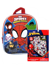 Spidey & Friends 11" Backpack Miles Morales w/ 4-Sheet Sticker Book Set