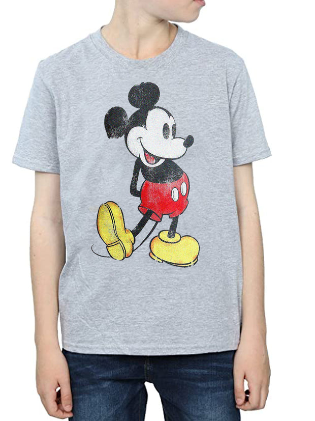 Boys Disney Classic Mickey Mouse T-Shirt Short Sleeve Distressed (XS Only)