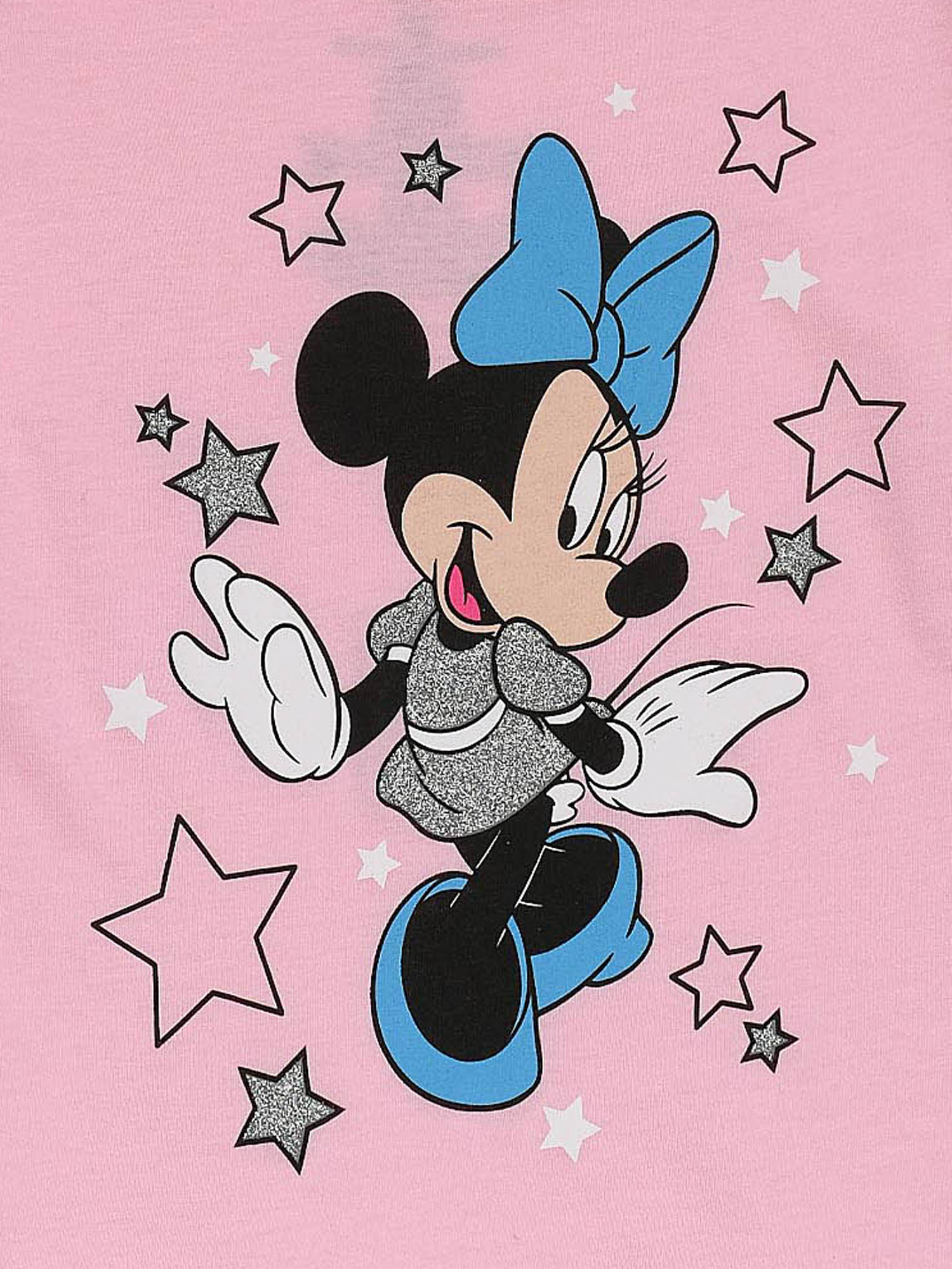 Disney Girls Minnie Mouse T-shirt Short Sleeve Glitter Pink (Extra Small Only)