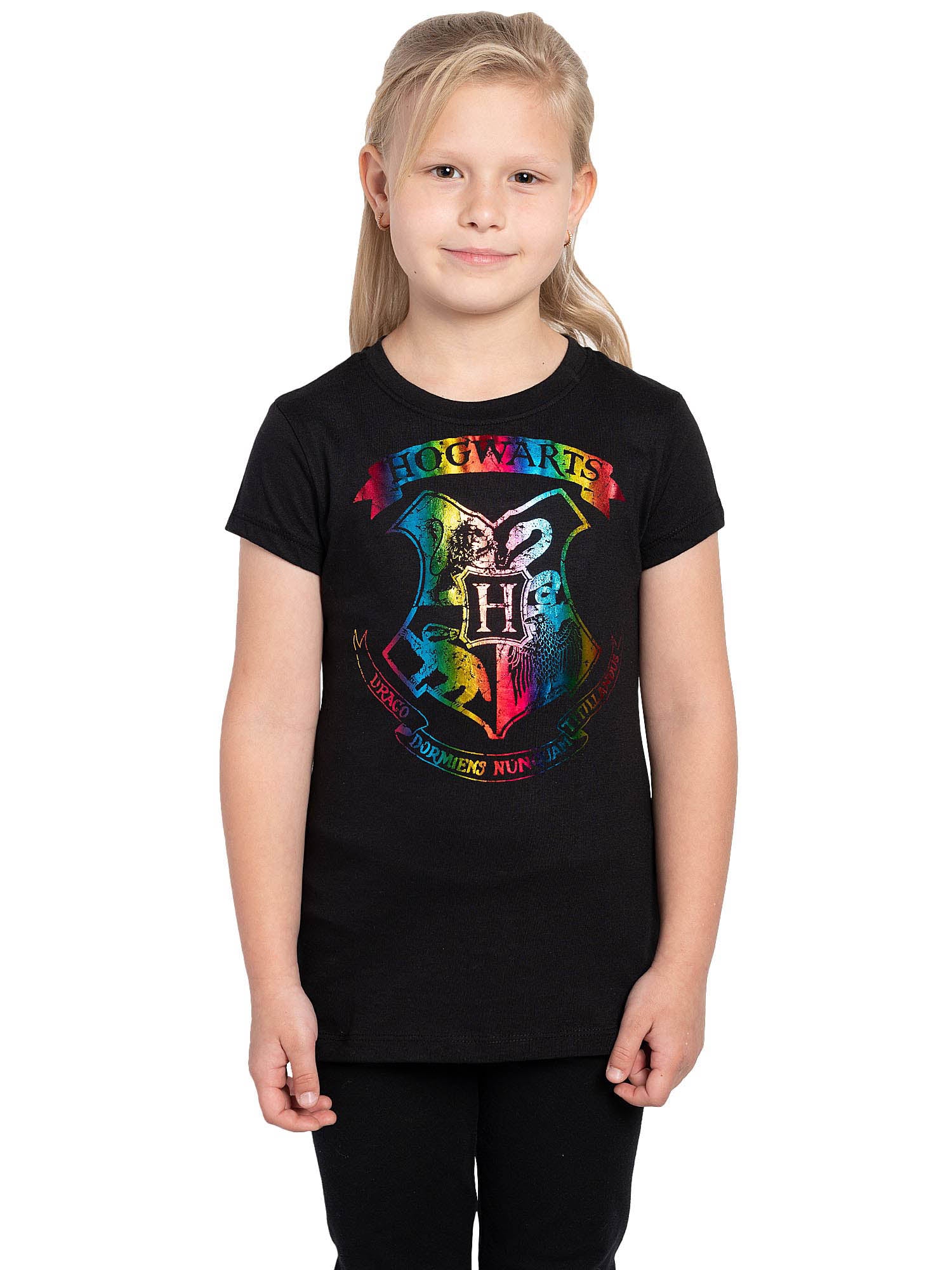Girls Harry Potter T-Shirt Hogwarts Shiny Halloween Costume Tee