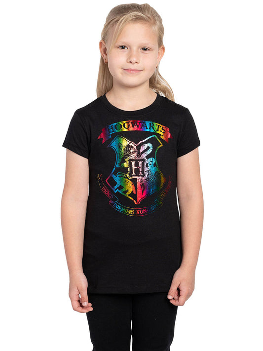 Girls Harry Potter T-Shirt Hogwarts Shiny Halloween Costume Tee